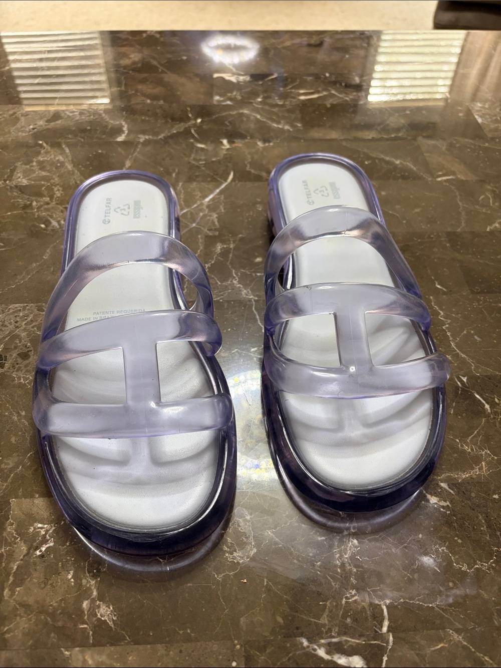 Telfar Translucent Lavender Slide Sandals